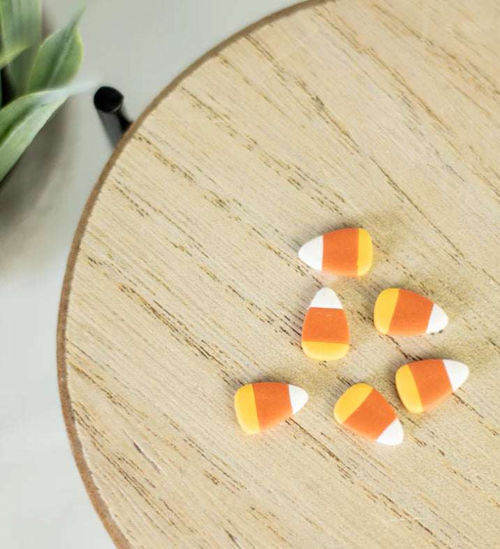 Candy corn clay studs