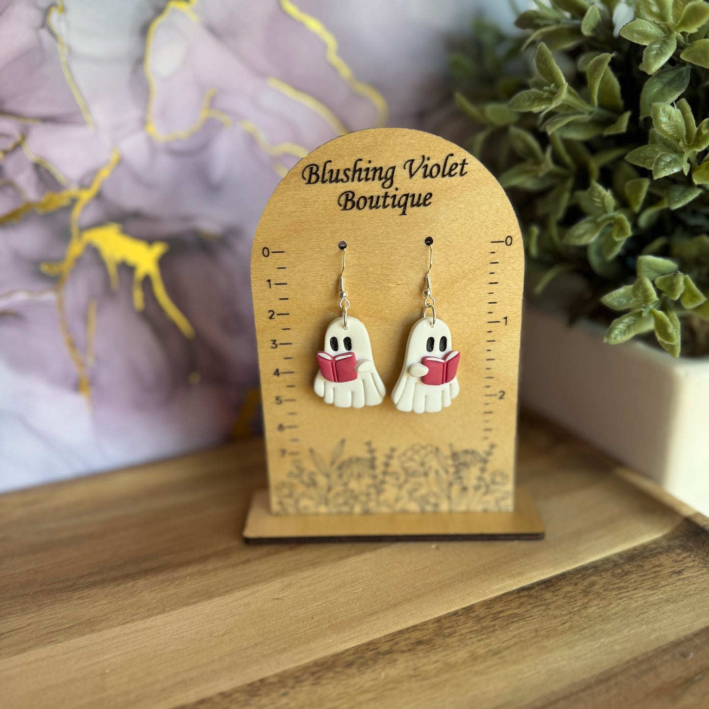 Bookish ghost Clay earring