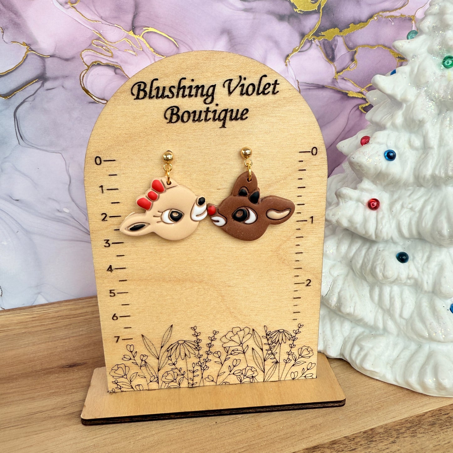Reindeer Romance Clay earring