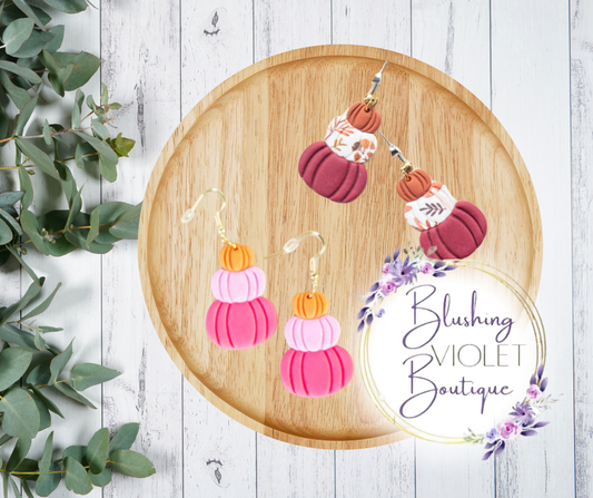 Pumpkin stacker clay earrings