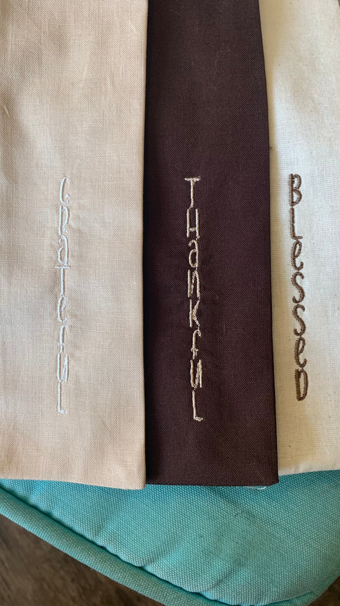 Grateful Thankful Blessed embroidered bow