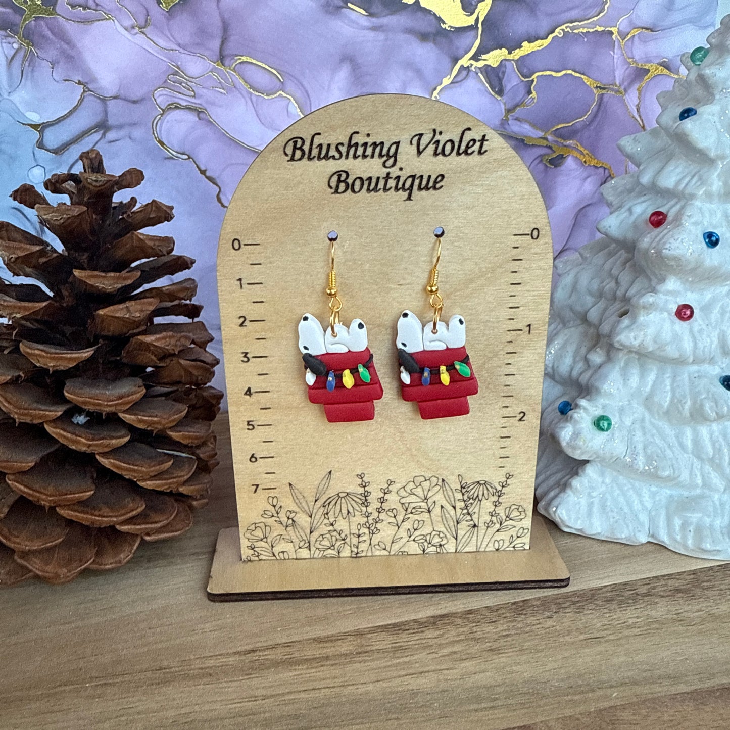 Festive Doghouse Clay earrings