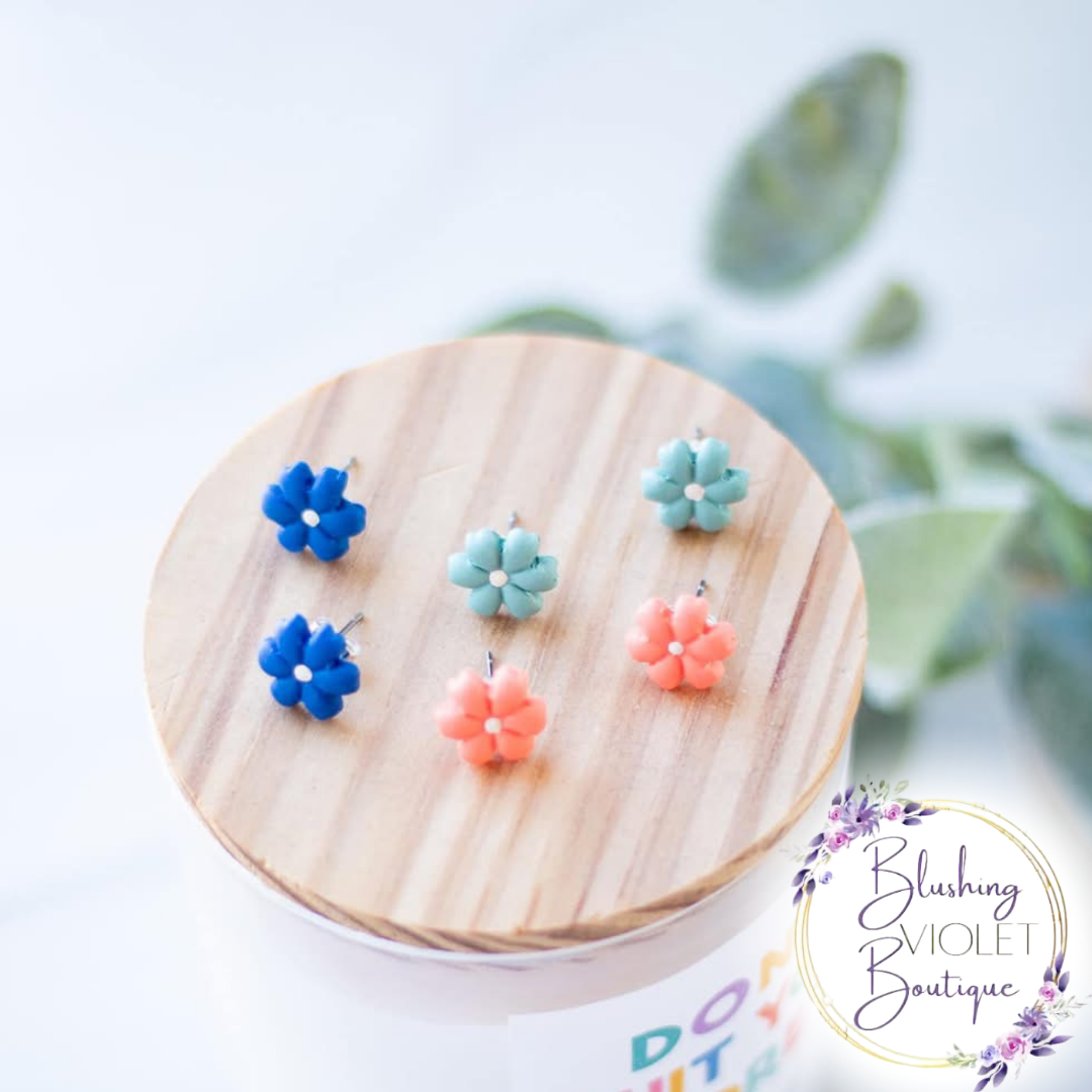 mini spring flowers clay earrings
