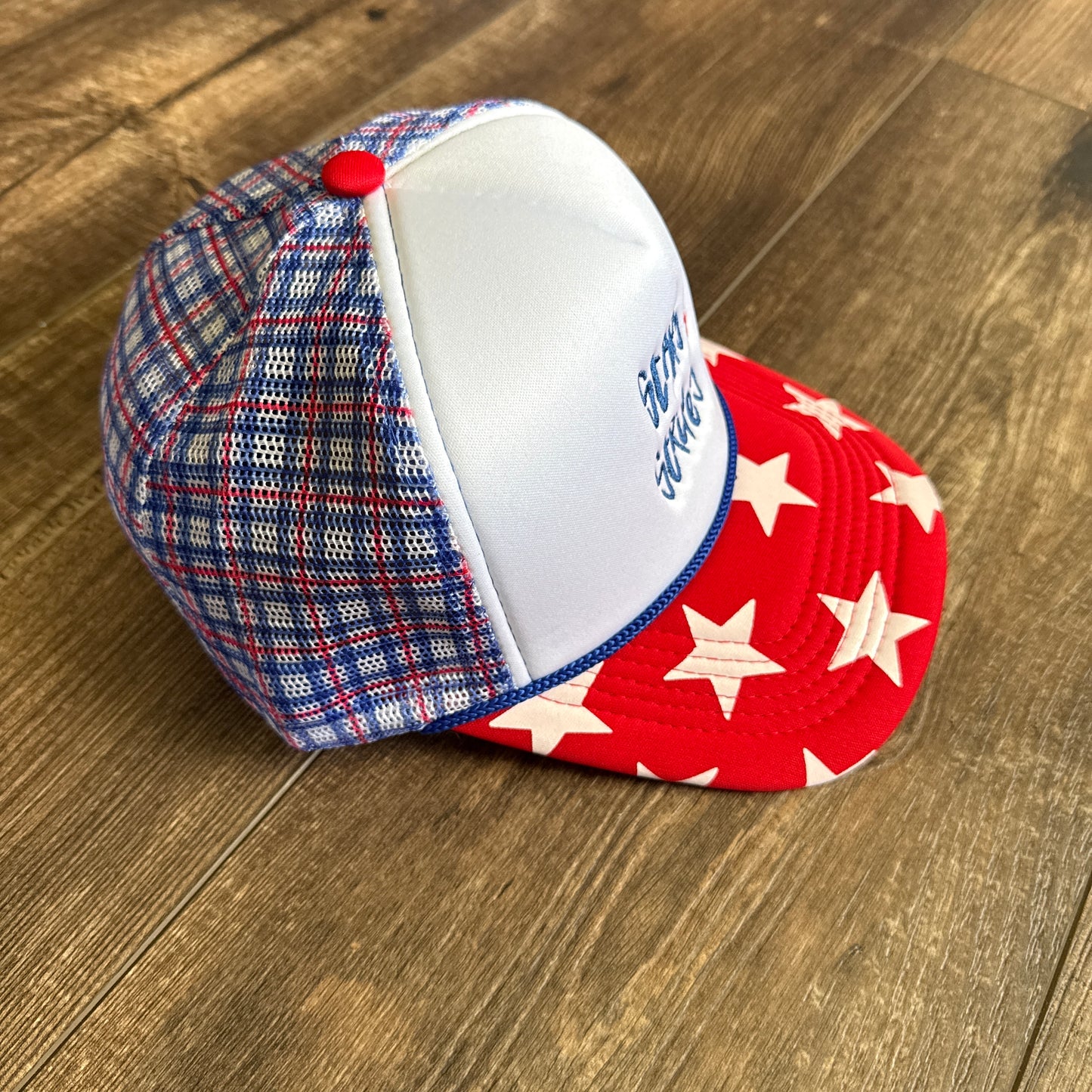 Stars and Stripes plaid trucker Hat
