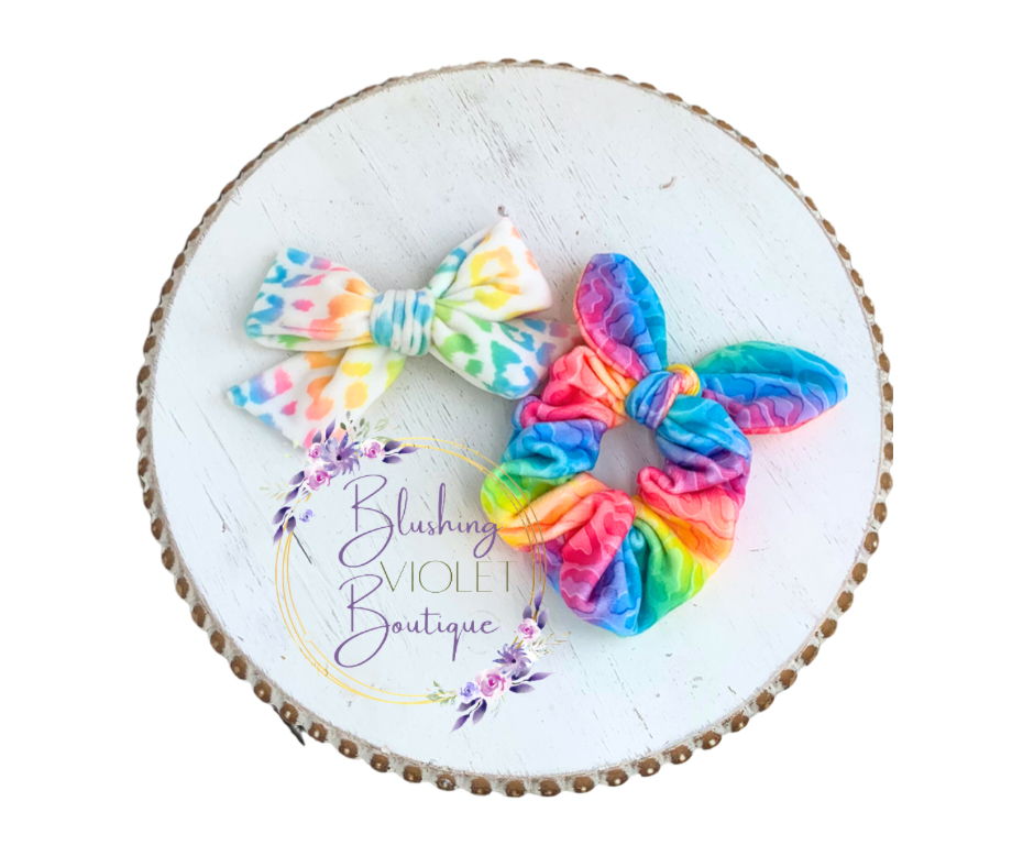 Rainbow leopard velvet hair accessories