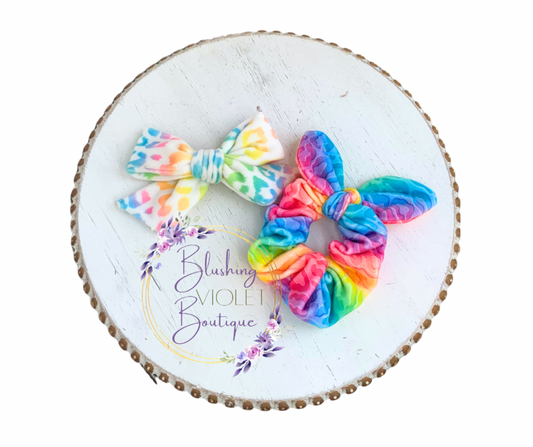 Rainbow leopard velvet hair accessories