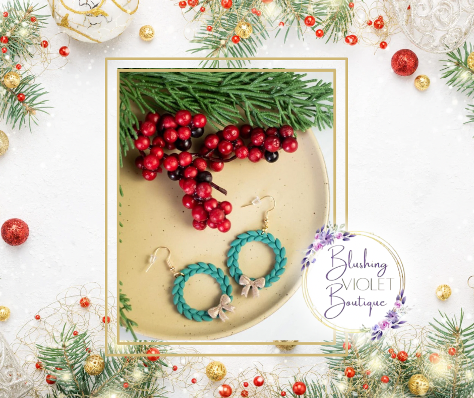 Wreath clay earrings