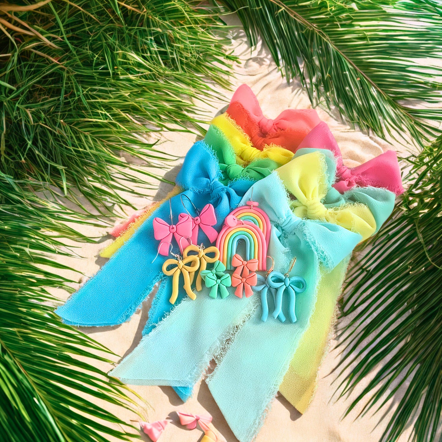 tropical dreams rainbow clay earrings