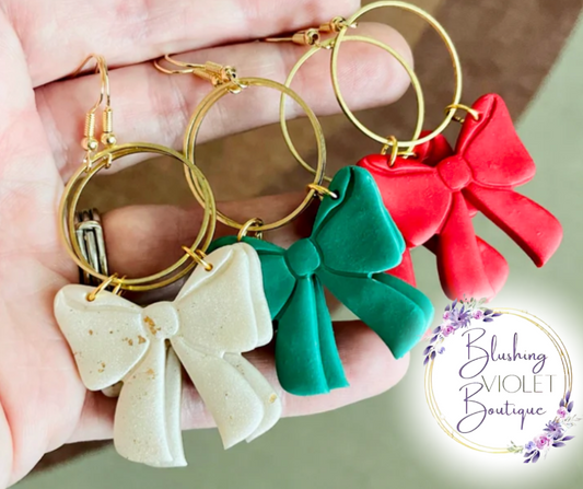 Clay Flat Bow dangles