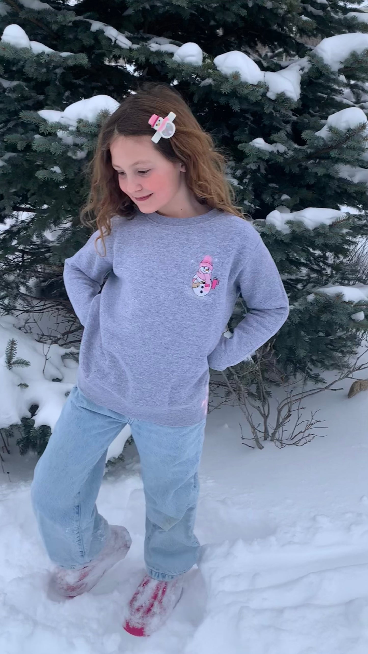 Frosted Glam Snowgirl Crewneck