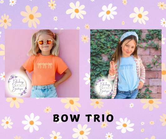 Tropical Dreams bow trio embroidery YOUTH tees