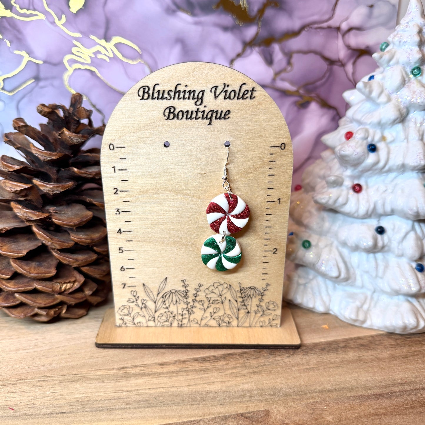 Double Peppermint Twist Clay earring