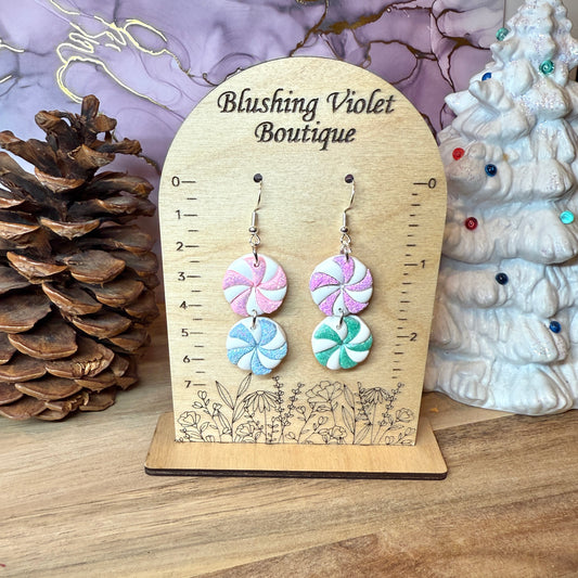 Double Peppermint Twist Clay earring