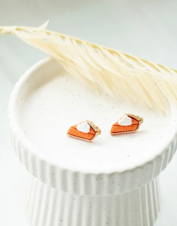Pumpkin pie clay stud earrings