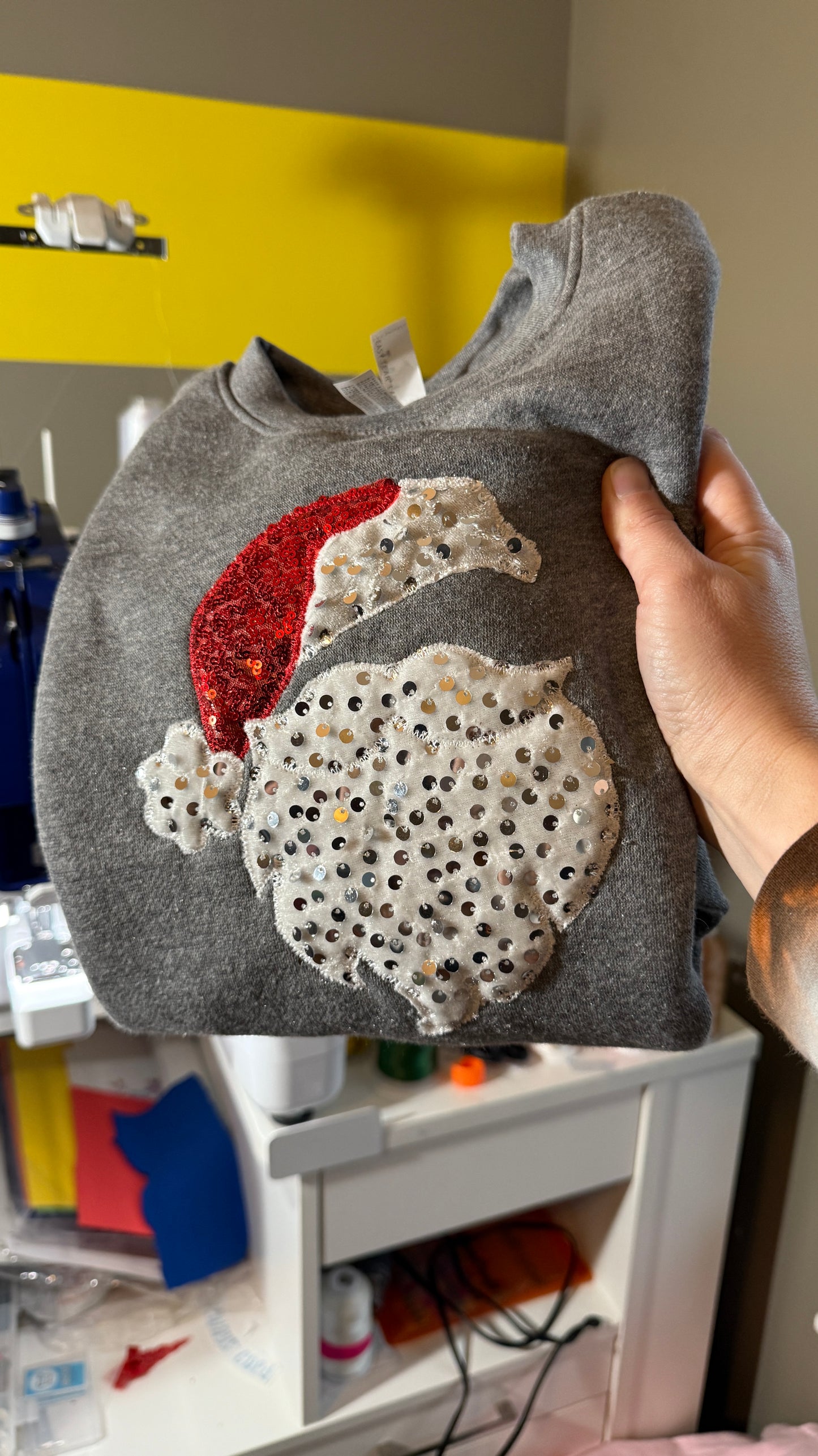 Sequin Santa embroidery sweatshirts-YOUTH/TODDLER