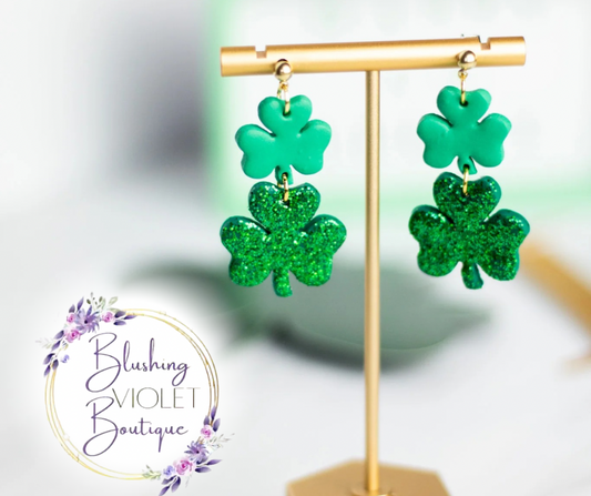 lucky clover clay earrings