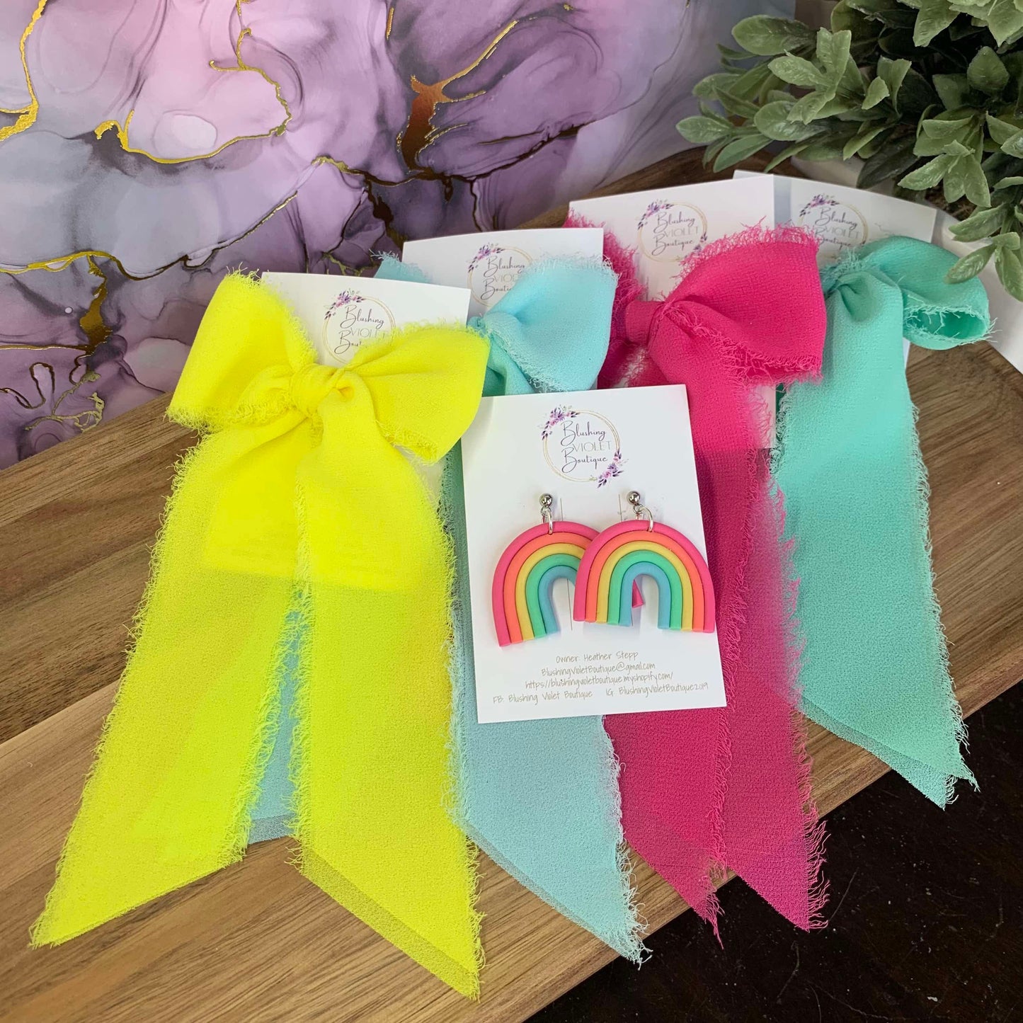 tropical dreams rainbow clay earrings