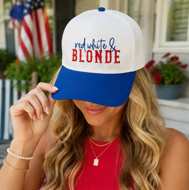 Red White & Brunette/Blonde hats