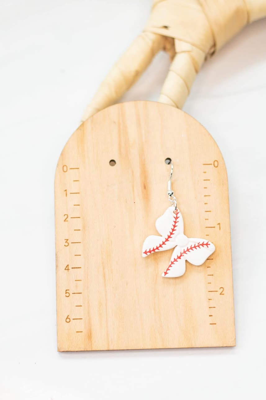 Spring sports bow clay earrings