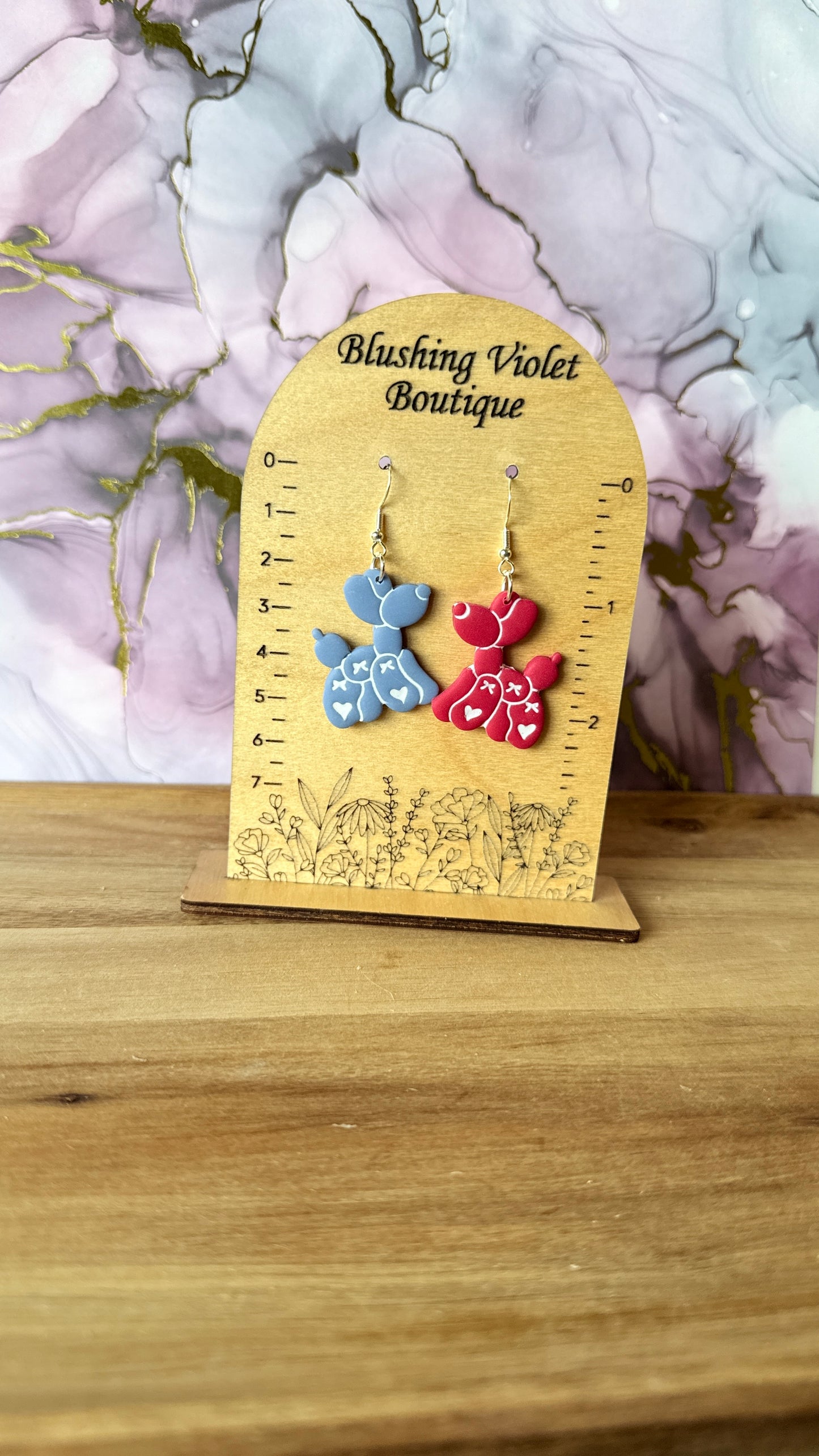 Patriotic balloon pup Clay earring
