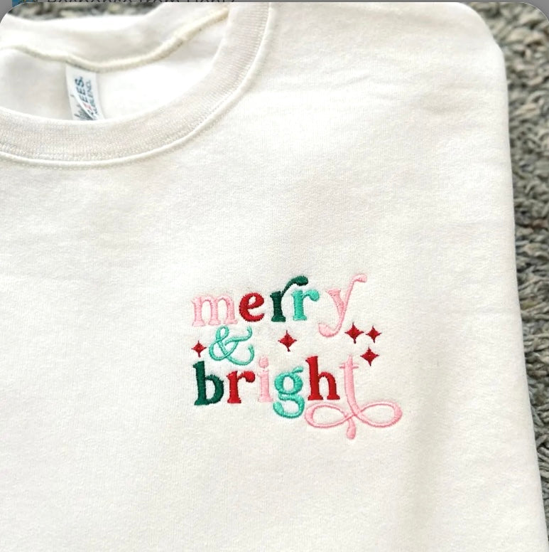 Merry & Bright Embroidered Sweatshirts