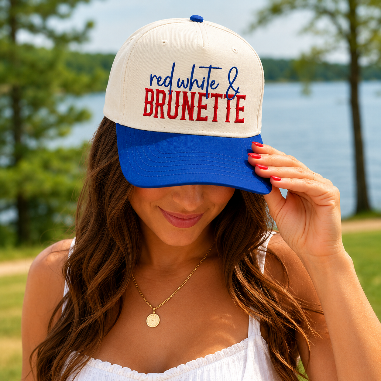 Red White & Brunette/Blonde hats