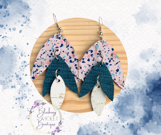 Pink & Teal Petal earrings