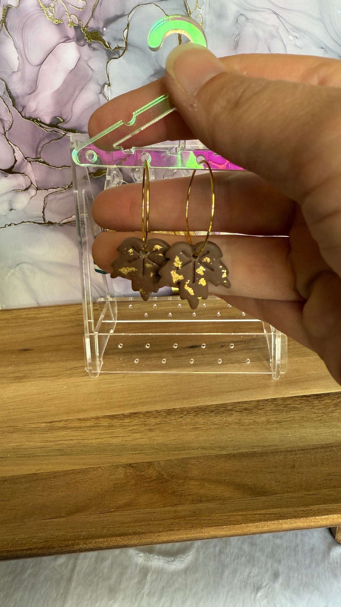 Golden Hour Leaves Clay earring