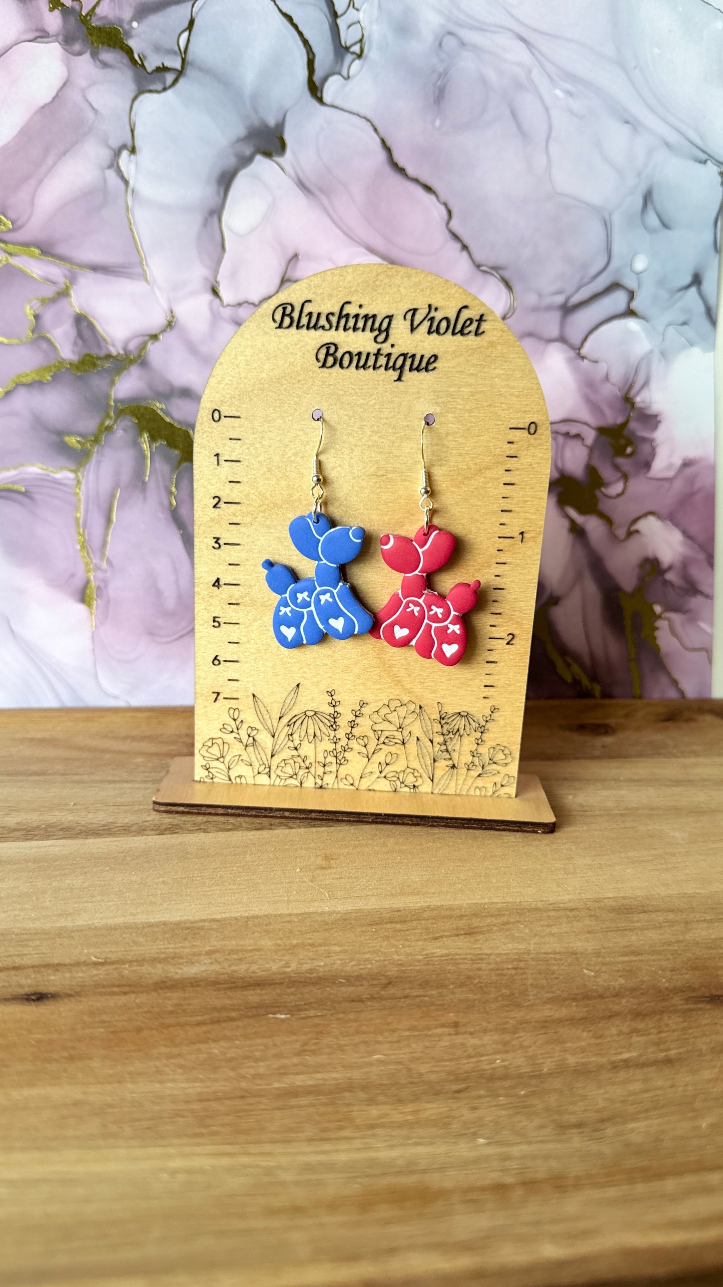 Patriotic balloon pup Clay earring