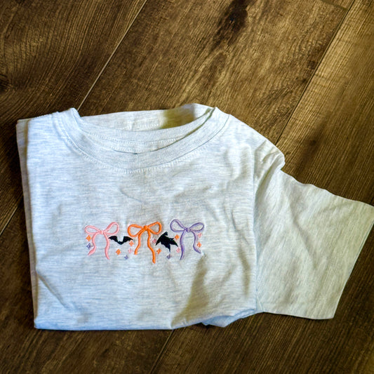 Bats and Bows 🎀🦇Embroidery YOUTH/TODDLER Tops