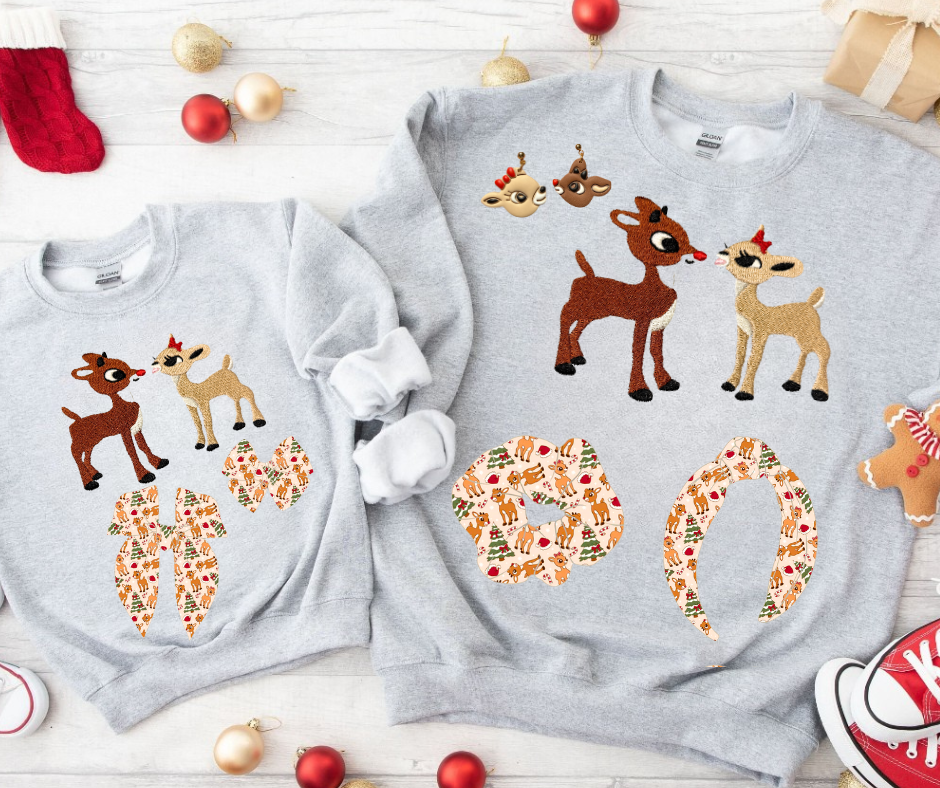 Reindeer Romance Embroidered Top ADULT