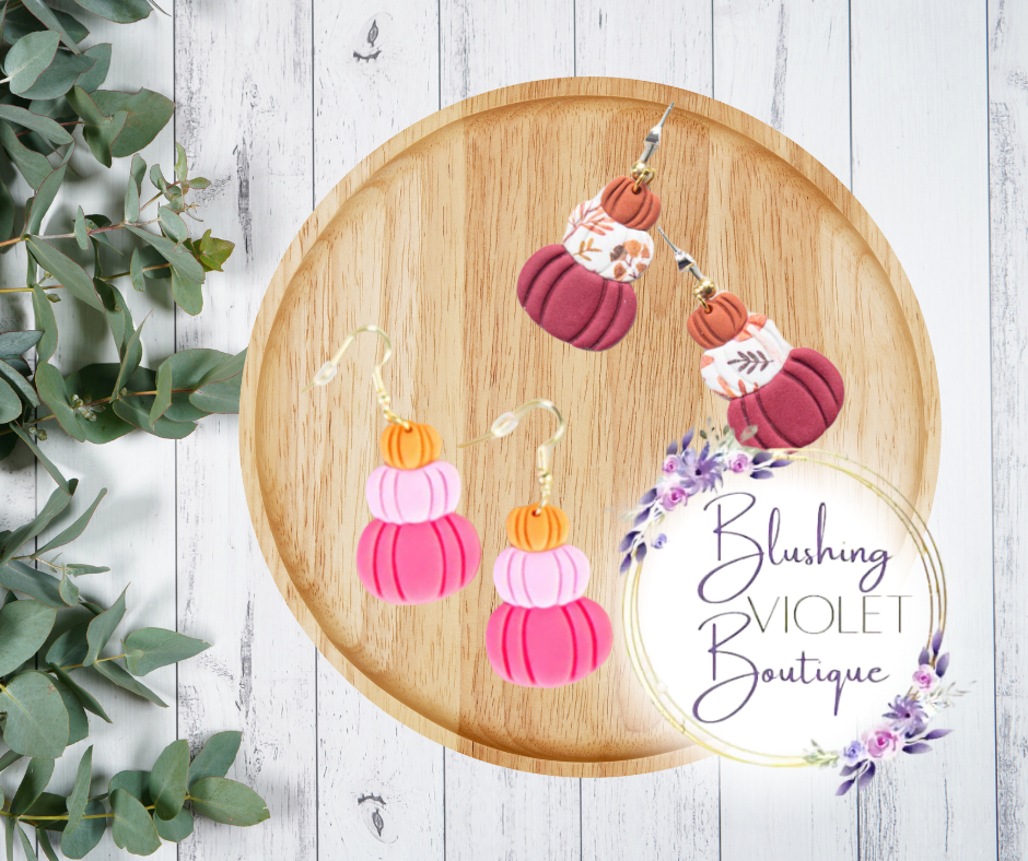 Pumpkin stacker clay earrings