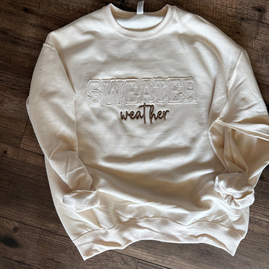 Tone on tone Sweater Weather Applique Embroidered top