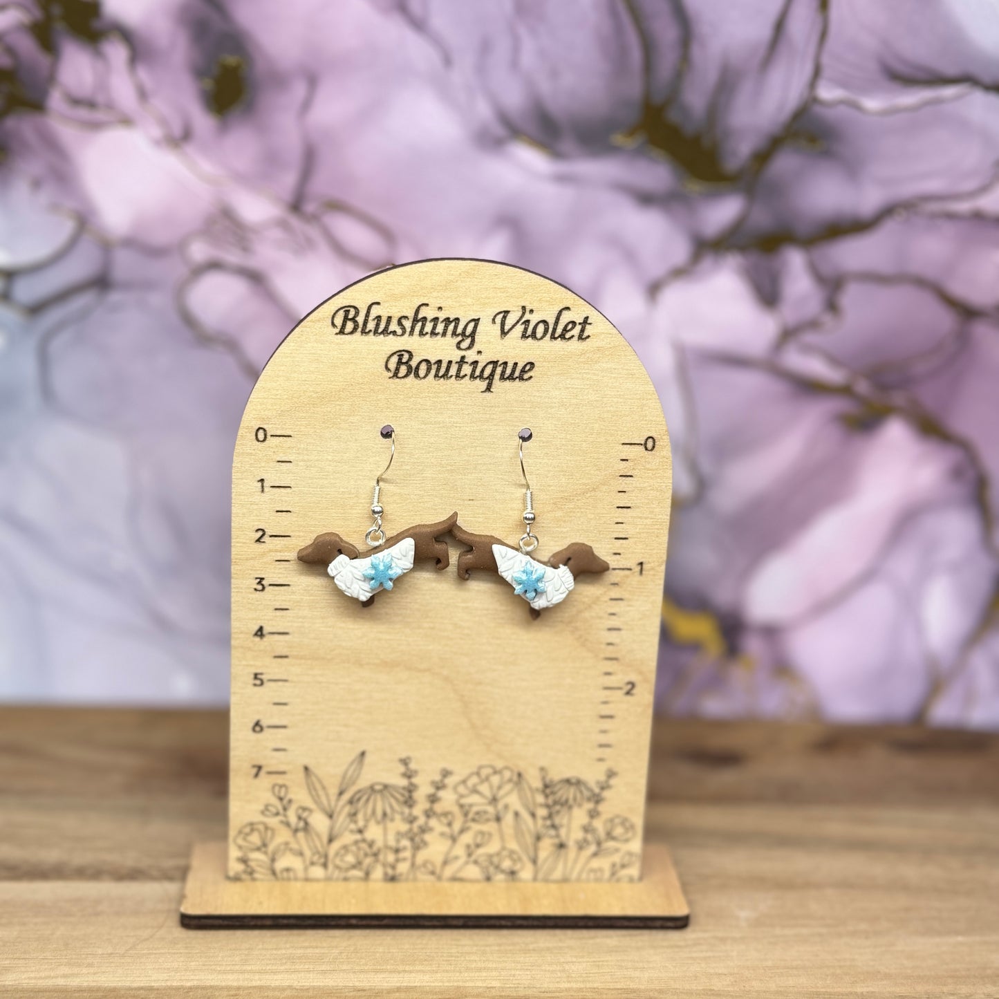 Snow-Ween dog Clay earring