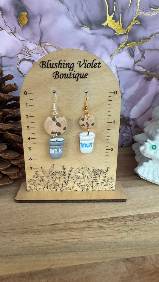 Milk and cookie Dangle Clay earring