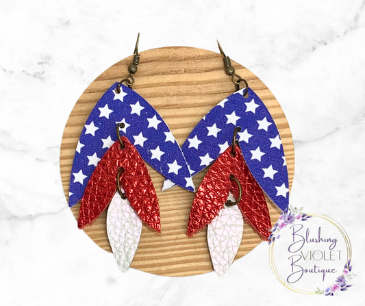 Patriotic petal earrings