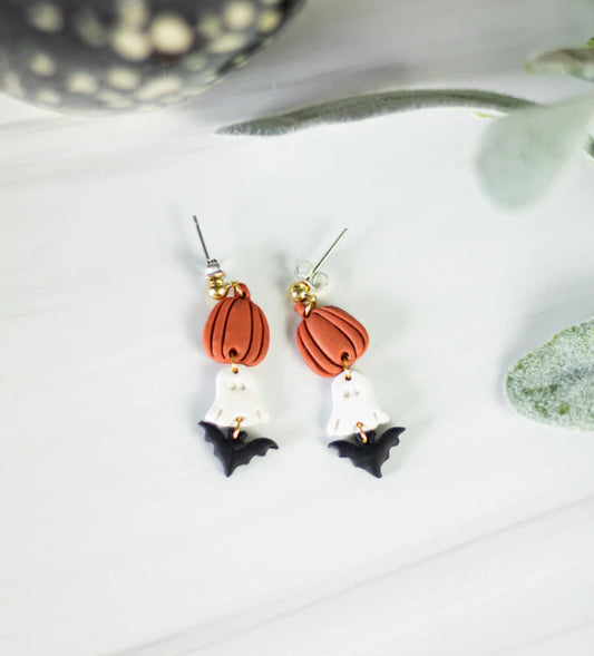 Halloween Stacked clay earrings