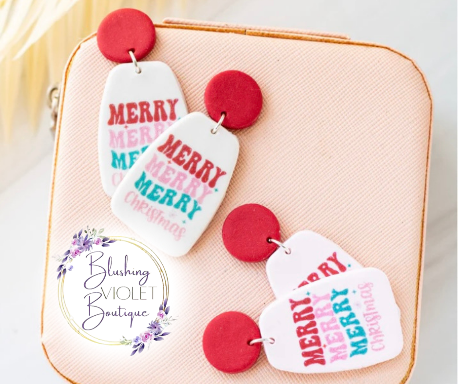 Merry Christmas Clay Earrings