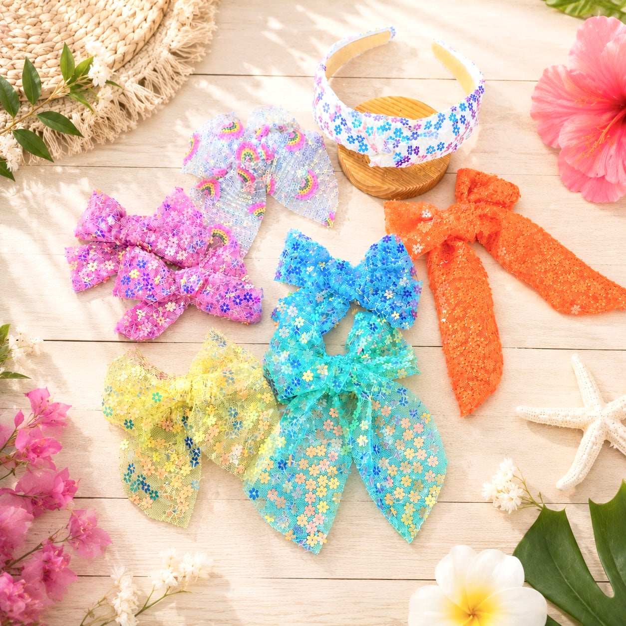 Summer floral Sequin hair accessories