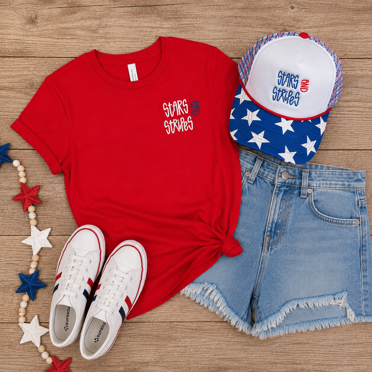 Stars and Stripes plaid trucker Hat