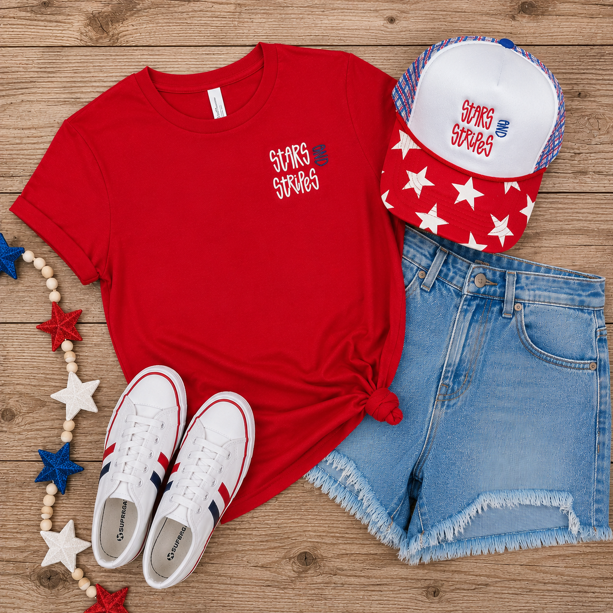 Stars and Stripes plaid trucker Hat