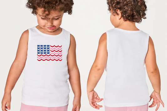 Bow & scallop flag Embroidery YOUTH/TODDLER Tops