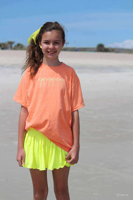 bow trio embroidery tees