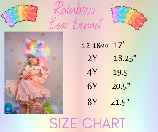 Rainbow bear bonnet